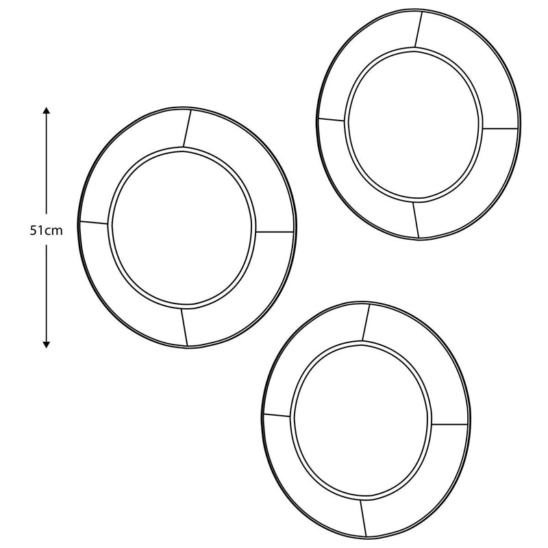 Gallery Knowle mirror trio bronze finish 51cm, imported from the UK