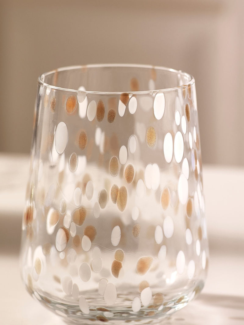 Set of two white confetti tumbler glasses (British brand)