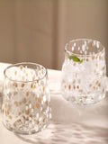 Set of two white confetti tumbler glasses (British brand)