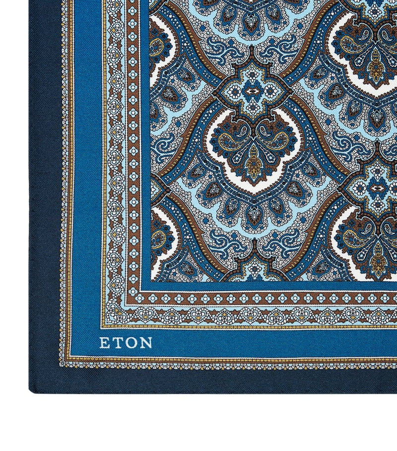 Eton silk paisley pocket square (British brand)