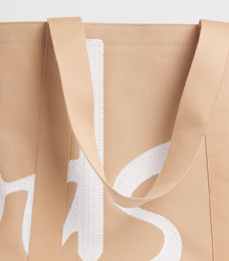 Harrods medium beige tote bag with embroidered logo, imported from the UK