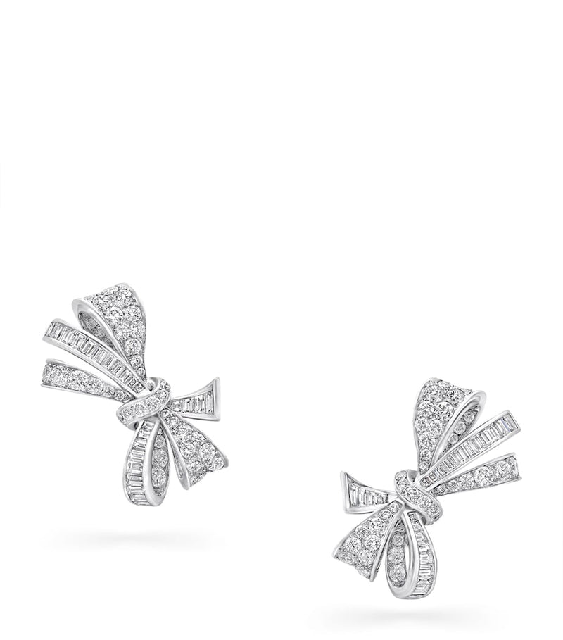 Graff diamond bow stud earrings 18kt white gold - British product