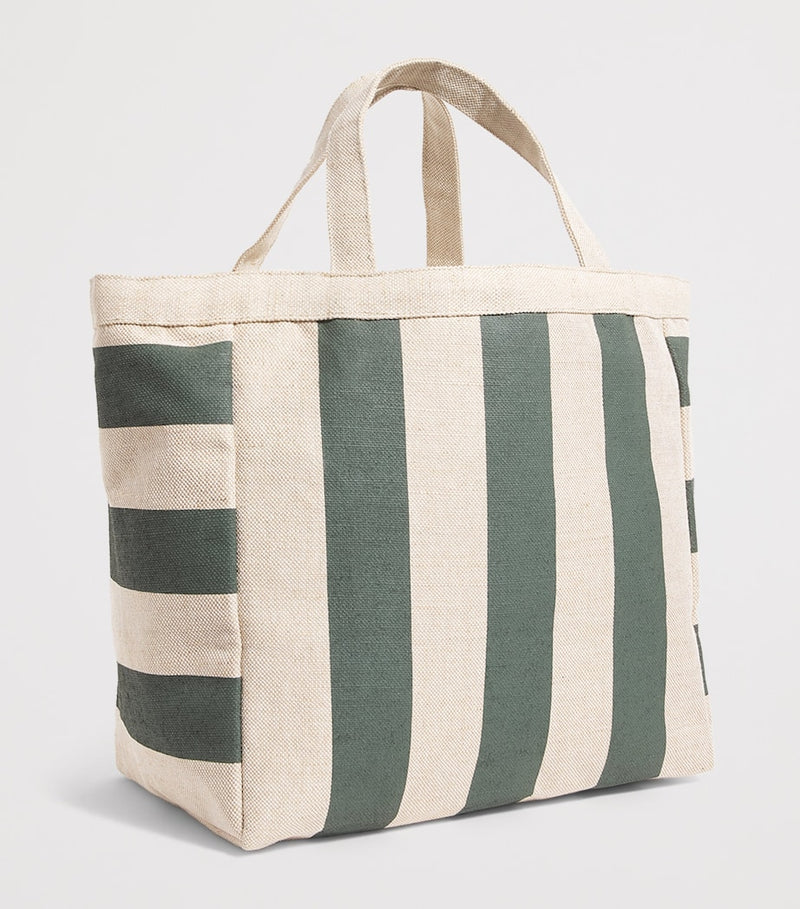 Harrods large jute striped logo tote bag - British product