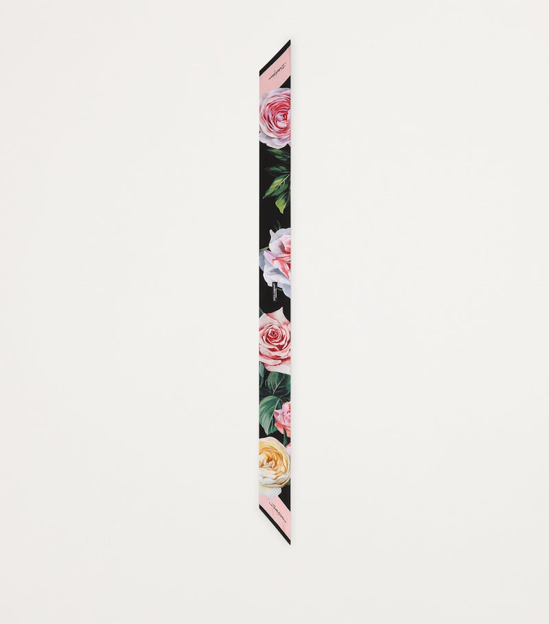 Dolce&Gabbana silk rose print skinny scarf, UK version