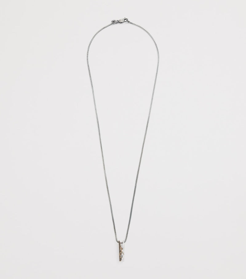Tateossian rhodium-plated sterling silver Mayfair Peg necklace, imported from the UK