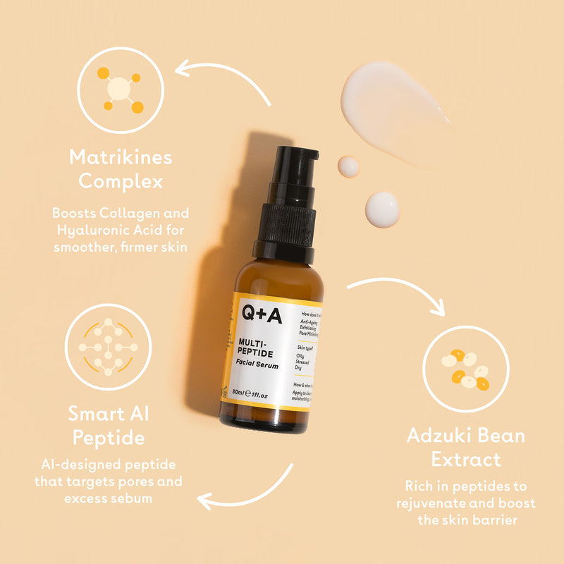 Q+A Peptide Facial Serum 30ml, imported from the UK