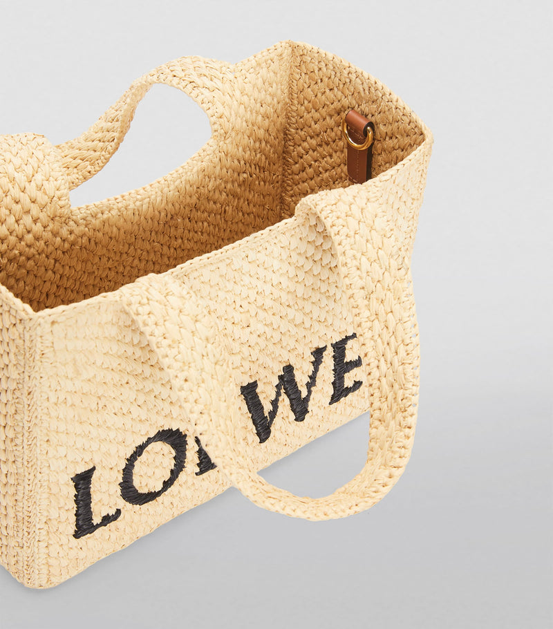 LOEWE Small Font Tote Bag raffia, imported from the UK