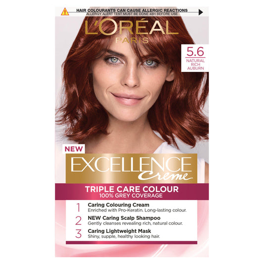 L'Oreal Paris Excellence Permanent Hair Dye Rich Auburn Red 5.6 Auburn Sainsburys   