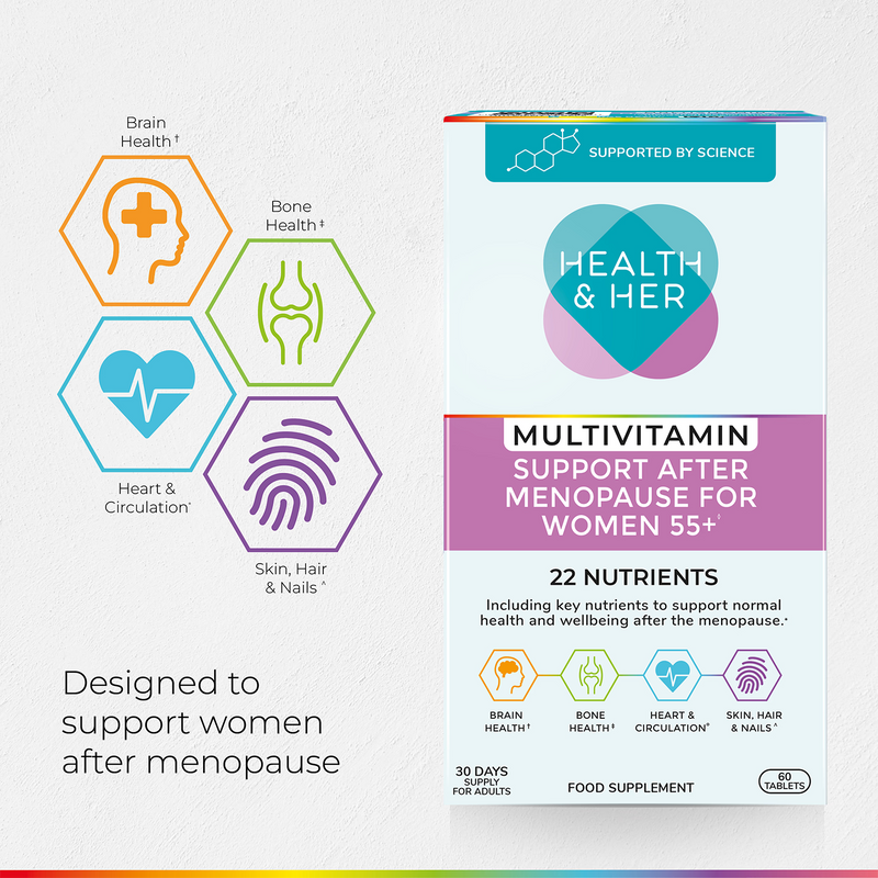 Health & Her multivitamin supplement Women 55+ 60 tablets - British product