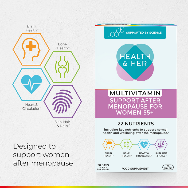 Health & Her multivitamin supplement Women 55+ 60 tablets - British product