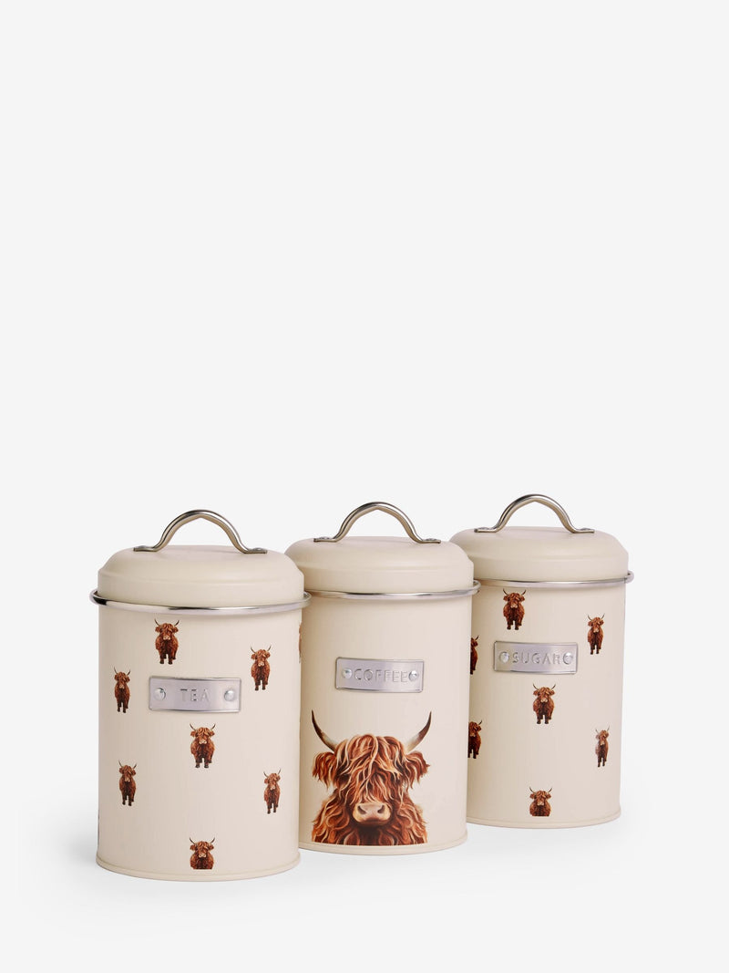 Set of 3 Hamish storage jars for tea coffee sugar (British brand)