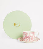 Harrods bone china teacup saucer set toile pattern UK version
