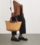 Longchamp Le Pliage medium handbag with leather trims, UK version