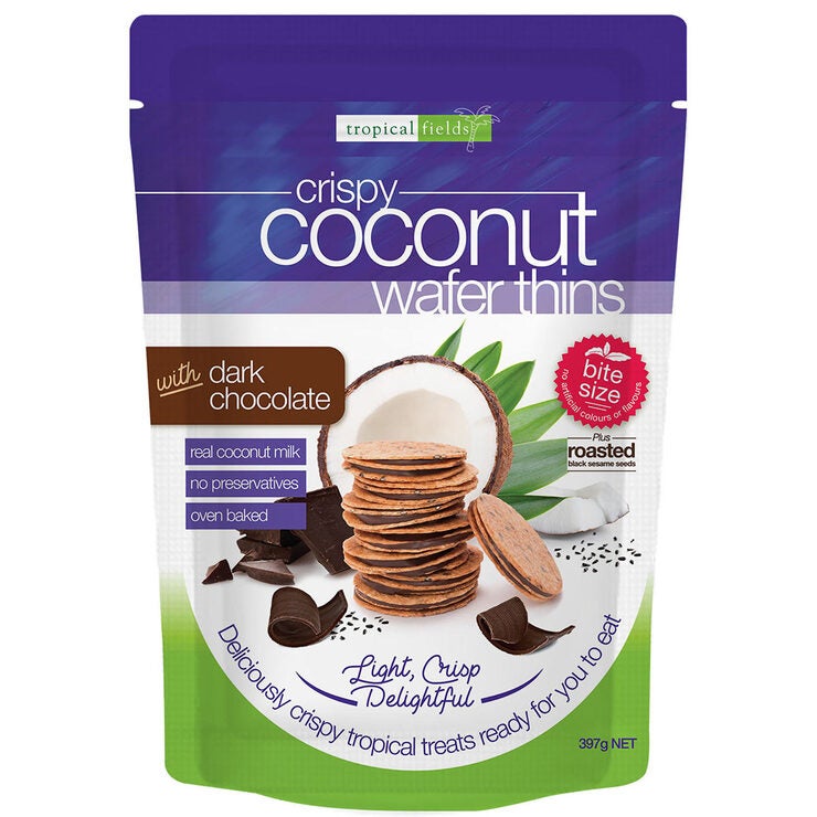 Tropical Fields coconut wafer thins 397g (British brand)
