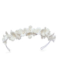Silver Wildflower Dainty Ceramic Floral Tiara with Flexible Headband