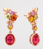 Boodles rose gold earrings with diamonds and tourmalines - British product