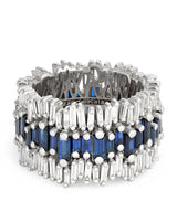 Harrods Suzanne Kalan White Gold Diamond and Blue Sapphire Triple Stack Eternity Band Size 7- Buy online at McGrocer