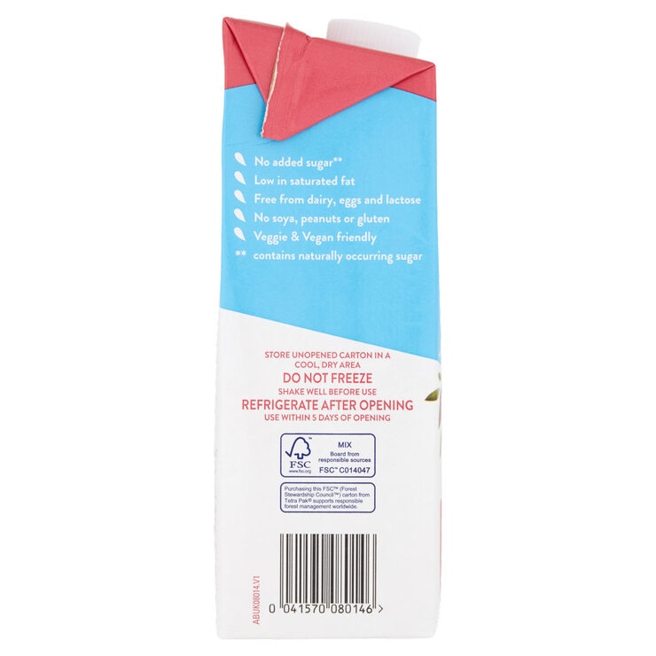 Blue Almond unsweetened almond drink 8 x 1L - British product