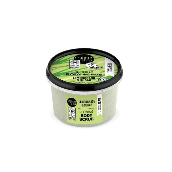 Organic Shop Body Scrub Lemongrass and Sugar 250ml, imported from the UK