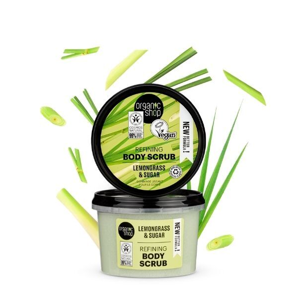 Organic Shop Body Scrub Lemongrass and Sugar 250ml, imported from the UK