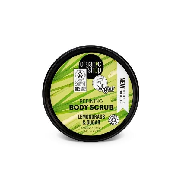 Organic Shop Body Scrub Lemongrass and Sugar 250ml, imported from the UK