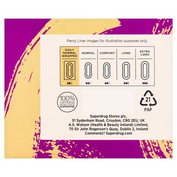 Superdrug Folded Wrapped Panty Liners 20 (British brand)