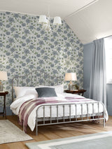 Next Laura Ashley Pickworth Posy Pale Seaspray Blue Wallpaper Sample (A4)- Buy online at McGrocer