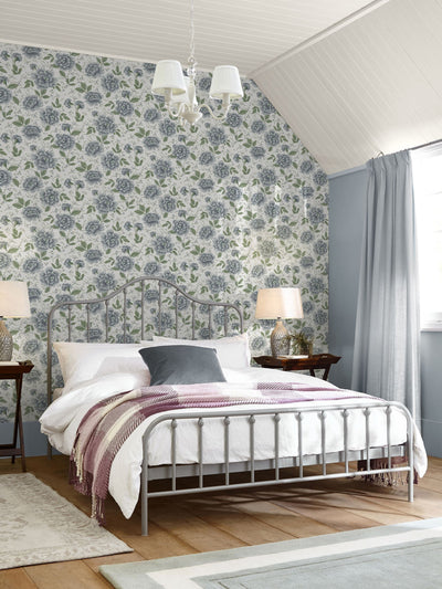 Next Laura Ashley Pickworth Posy Pale Seaspray Blue Wallpaper Sample (A4)- Buy online at McGrocer