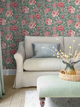 Next Laura Ashley Wild Roses Green Wallpaper Sample A4- Buy online at McGrocer
