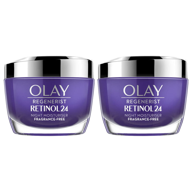 Olay Regenerist Retinol 24 Night Moisturiser Cream 2 x 50ml, imported from the UK