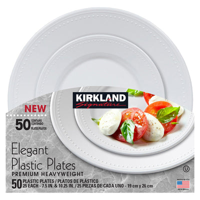 Costco UK Kirkland Signature Elegant Plastic Plates Tableware 50 Pack- Buy online at McGrocer