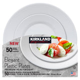 Costco UK Kirkland Signature Elegant Plastic Plates Tableware 50 Pack- Buy online at McGrocer