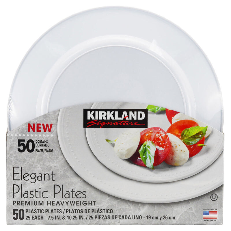 Kirkland Signature Elegant Plastic Plates 50 pack, UK version