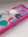 Smiley Faces pink pop out pencil case with calculator, imported from the UK