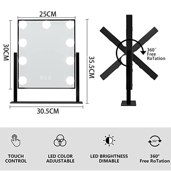 Livingandhome Hollywood Vanity Mirror 9 LED Bulbs, UK version