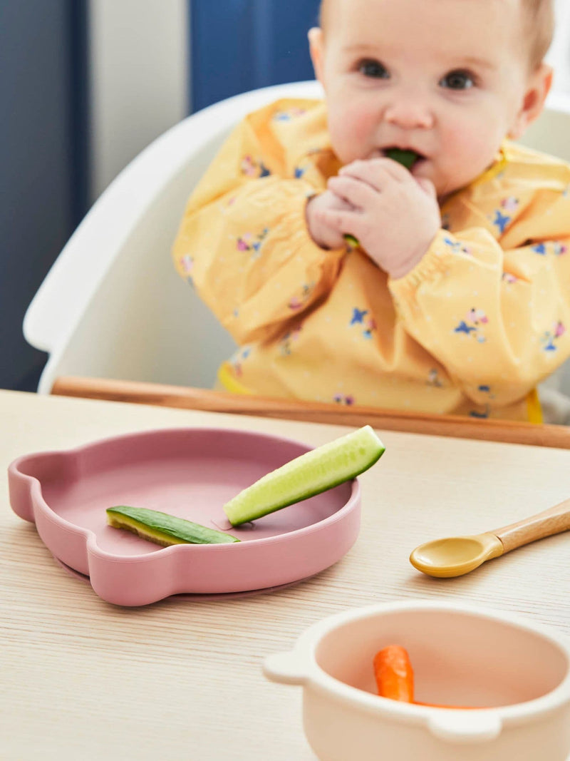 JoJo Maman Bébé pink silicone mealtime bear set, UK version
