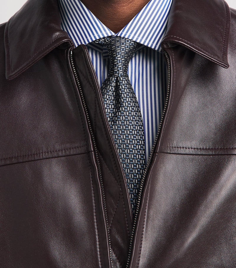 Pal Zileri silk geometric jacquard tie (British brand)