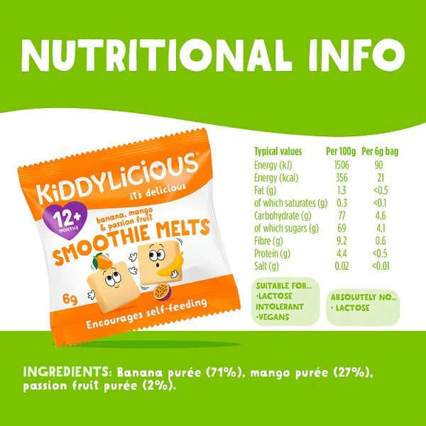 Kiddylicious mango smoothie melts imported from the UK