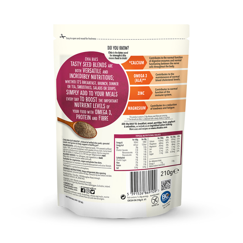 Chia Bia Gut Health seed blend 210g - British product