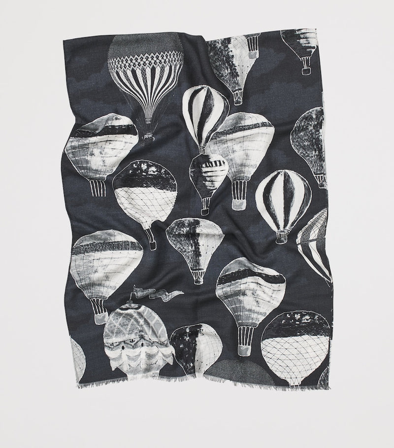 Aspinal of London merino wool scarf with balloon print, imported from the UK