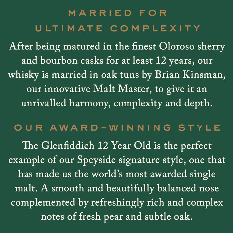 Glenfiddich 12 Year Old Single Malt Whisky 70cl (British brand)