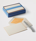 Smythson blank correspondence cards with light orange borders, box of 10, H16.5cm x W11cm (British brand)