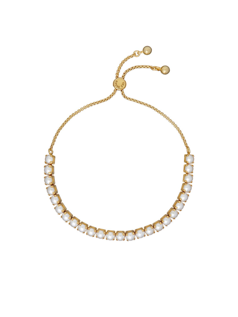 Ted Baker gold tone pearl adjustable tennis bracelet 21cm (British brand)