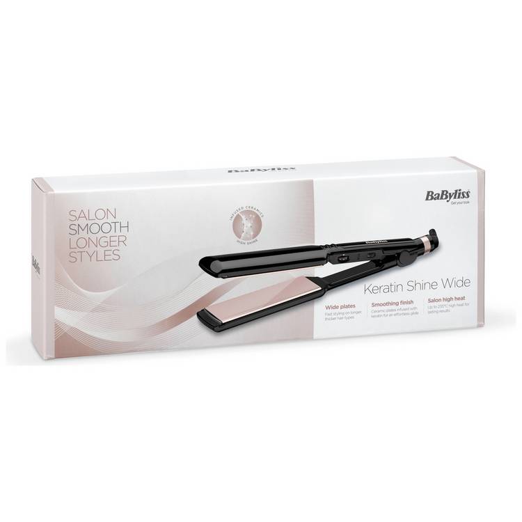 BaByliss Keratin Shine hair straightener with wide plates - British product