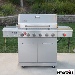 7 Burner Stainless Steel Gas Barbecue with Side Burner and Rotisserie Kit, Cover Included