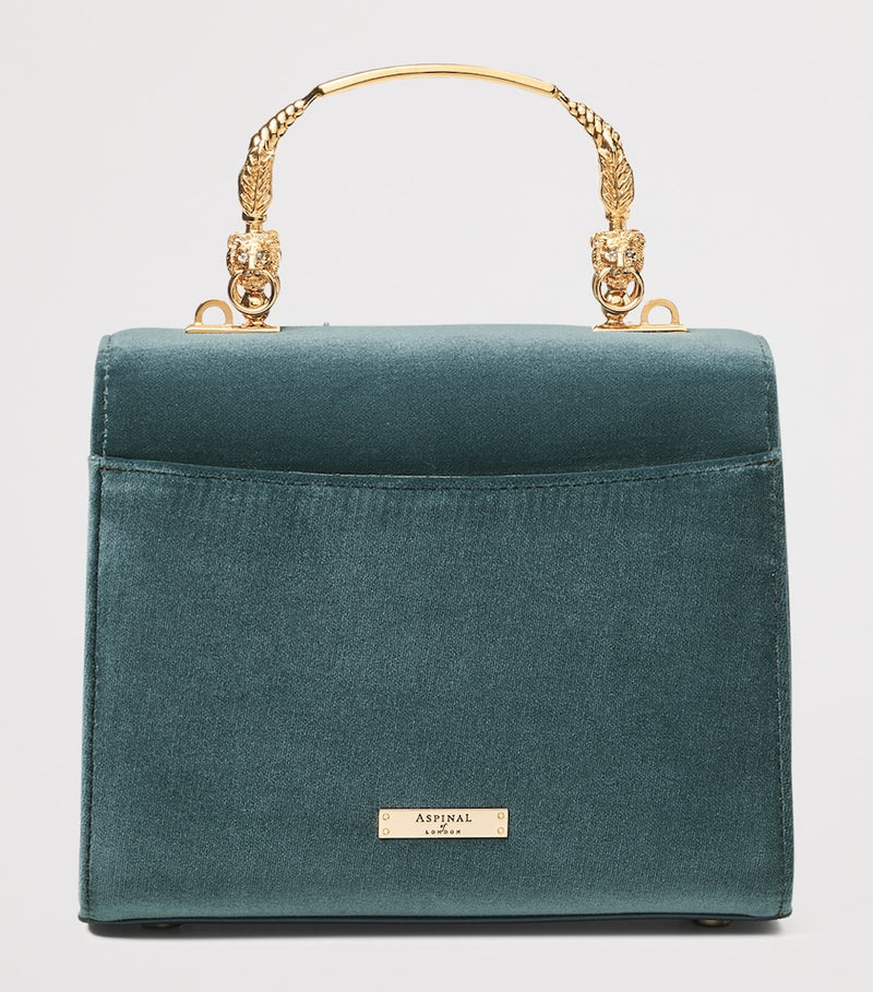 Aspinal of London Mayfair bag in velvet with floral embroidery (British brand)