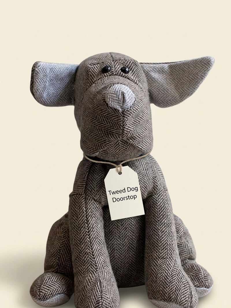 Riva Home Brown Herringbone Dog Doorstop 25cm, imported from the UK