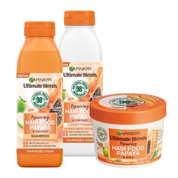 Garnier Ultimate Blends Papaya Hair Food Bundle, UK version
