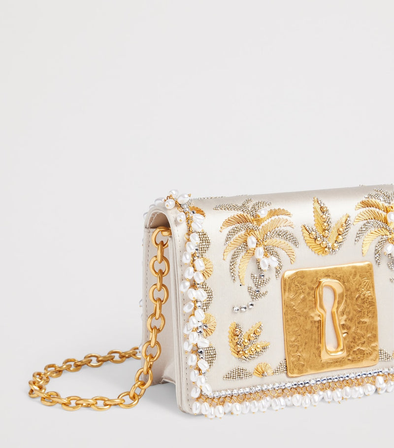 Schiaparelli Keyhole Bijoux clutch bag satin (British brand)