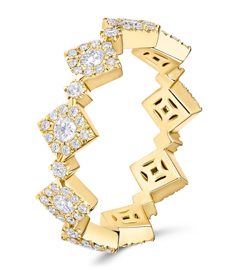 David Morris yellow gold diamond triolette ring, imported from the UK